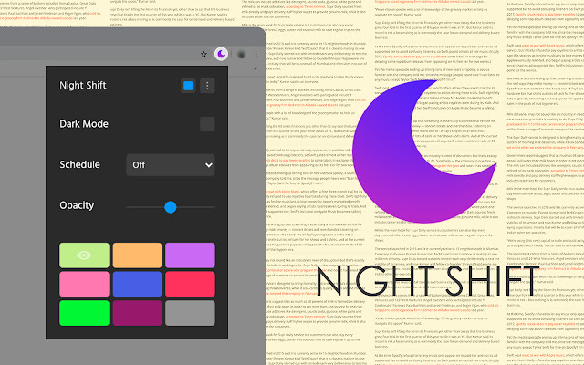 Night Shift app
